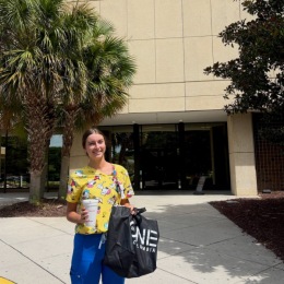 person standing in front of building