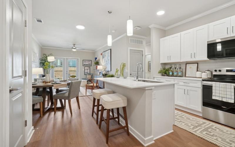 open kitchen with island