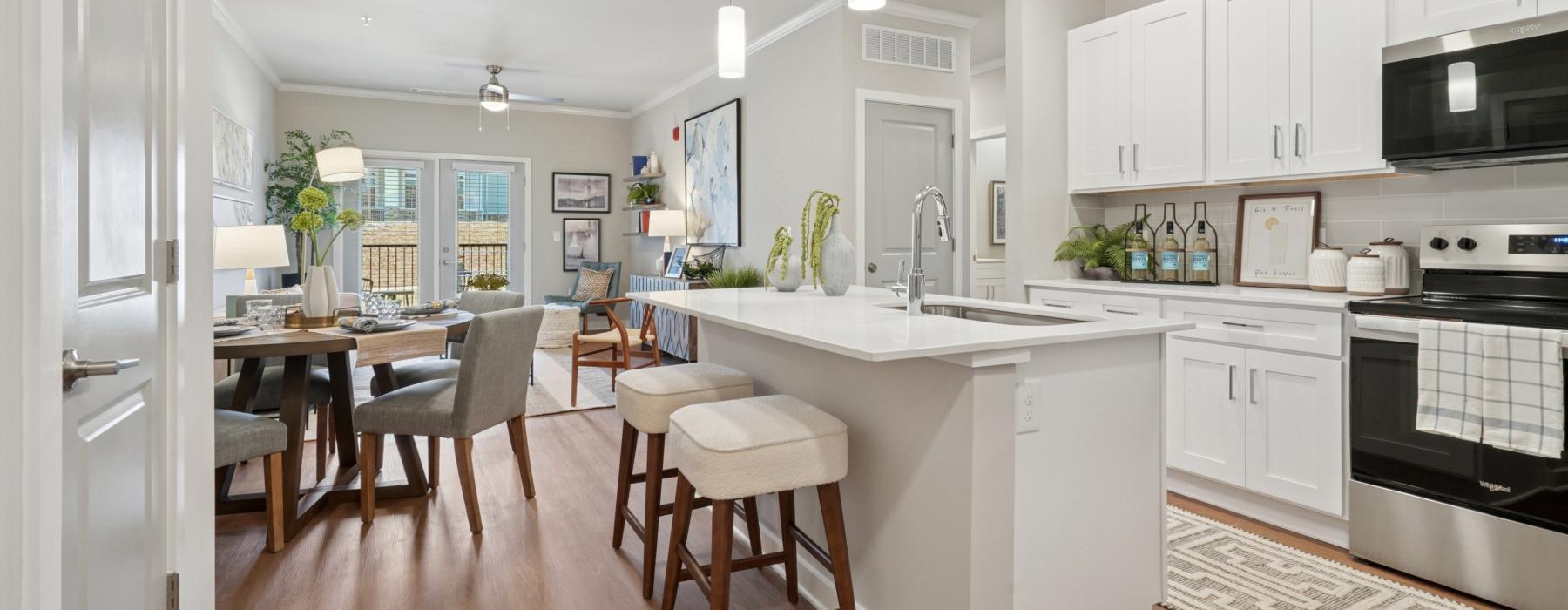 open kitchen with island